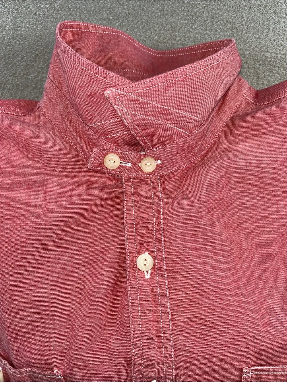 Vintage 80’s 90’s J Crew Chin Strap Chambray Work Shirt Size XL